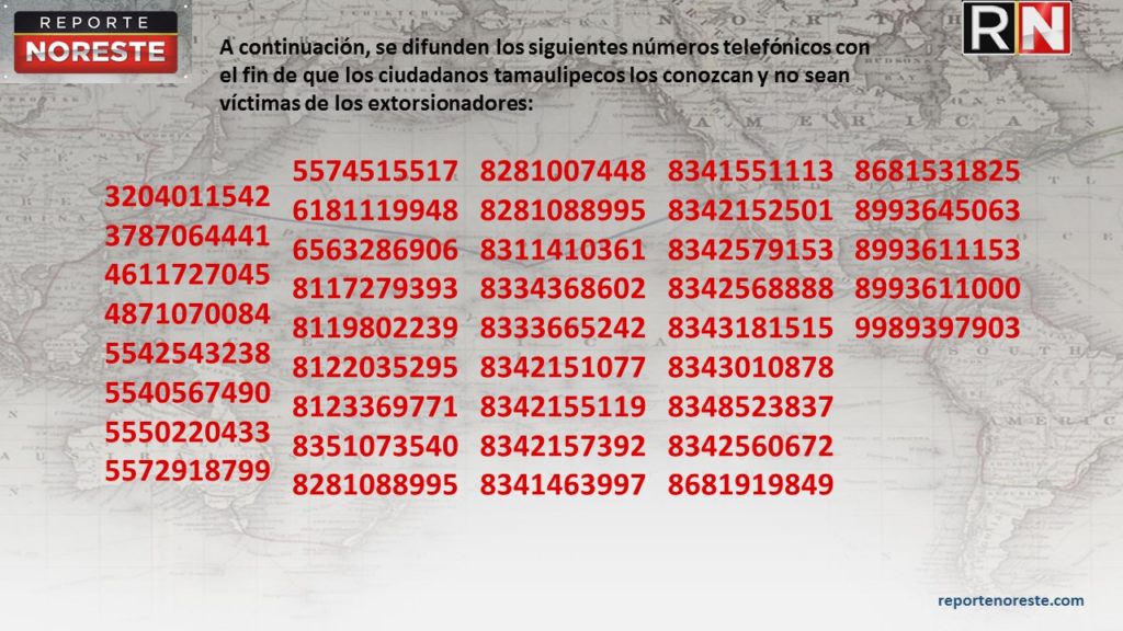 difunden nuevos numeros de extorsion